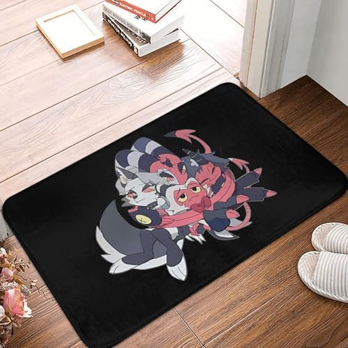 OOAHJEID Fußmatte für Badezimmer Helluva Boss Cartoon rutschfeste Fußmatte Boss süße Wohnzimmer Küche Matte Gebet Teppich Flanell Muster Dekor