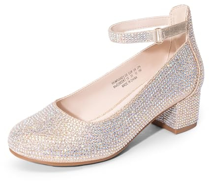 DREAM PAIRS Chaussures Princesse Fille Habillees | Escarpins a Talon Bloc avec Bride, Chaussures de Soiree Enfant Toute Saison pour Fete, Mariage, Ceremonie
