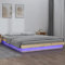 Myheimly Massivholzbett mit LEDs Bettgestell Bett Holzbett Einzelbett Lattenrost Bettrahmen Schlafzimmerbett Schlafzimmermöbel Natur,180 x 200 cm