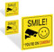 3Pcs Smile You Are On Camera Sign, Self-Adhesive CCTV Sign Outdoor Vinyl CCTV Sticker Reflective Smile Your On Camera Signs for Warn/Notify Visitors or Clients (100mm x 100mm)