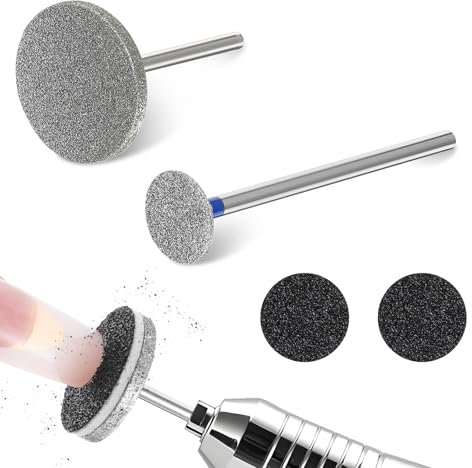 Ouligay 2PCS Flat Nail Drill Bits Professional Sanding Bands for Nail Drill Flat Nail Drill Tips for Manicure & Pedicure Nail Tools Grinding Heads #107 & #103 with Replaceable Sandpaper