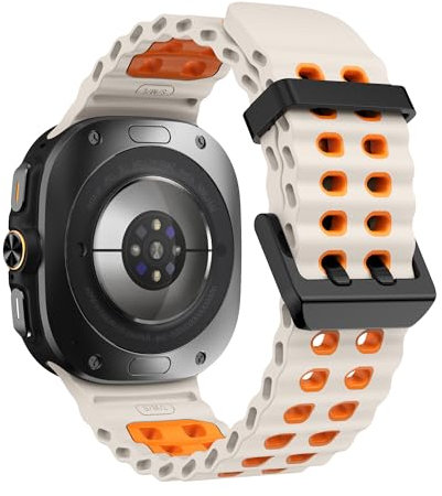 Cinturino per smartwatch per Galaxy Watch Ultra 2025, in silicone, compatibile con Samsung Ultra Watch da 47 mm, morbido, traspirante, per Galaxy 7 Ultra (luce stellata e arancione)