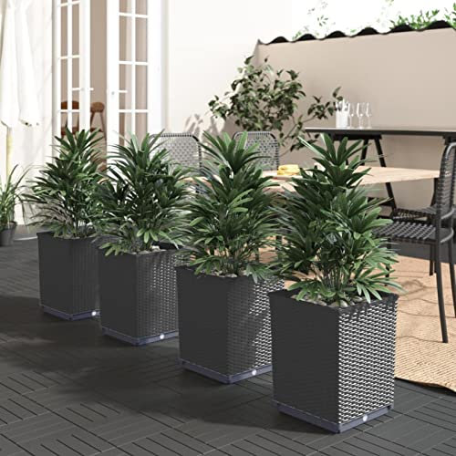 Xichuzi Jardineras 4 uds Polipropileno Negro 30x30x37 cm, Macetas Exterior, Jardineras Exterior, Raised Bed, Jardinera Balcon, Macetas Balcon - 364187