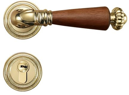 Amerikanischer Nussbaum Innen Schlafzimmer Türschloss Retro Zimmertür Badezimmer Holztürgriff geteilt leise Magnetschloss(【72f034】brightgold-72magneticlock)