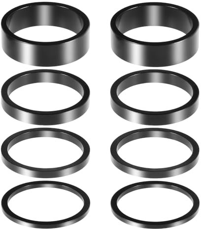 Bruislard 8 PCS Bicycle Headset Spacer, 4 Sizes Aluminium Alloy Bike Handlebar Stem Spacers Threadless Fork Washer Fit for 1 1/8-Inch Stem 2mm 3mm 5mm 10mm