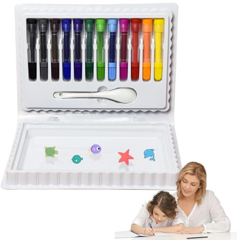 Sionhiuo Rotuladores Para Pintar Para Niños | Rotuladores Flotantes Para Niños | Juego De 12 Colores Con Cuchara, Material Escolar Creativo Para Niños Niñas Preescolar Y Jardín De Infancia