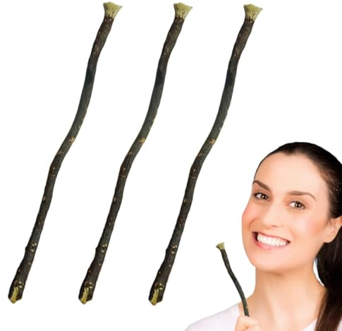 HAMKU 3 PCS Miswak Brush Miswak Zahnbürste Natürliches Zahnputzholz Premiumqualität Holzzahnbürste mit Mineralien für Gesunde Zähne und Mundpflege