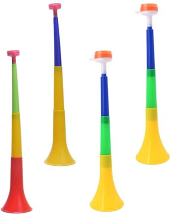 Hohopeti 4 Stück Teiliges Tragbares Sportmeeting Horn Lautes Fan Tröten für Vuvuzela Stil Bunte Fanfare zum Anfeuern bei Partys Fußball und Konzerten Zufällige Farbe