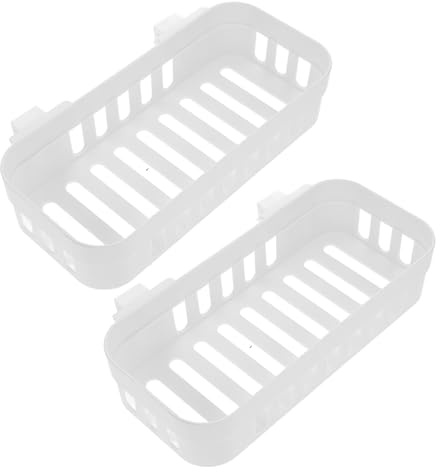SHINEOFI Hängender Pflanzenhalter Abs Material für Aquarium 2 Stück mit Haken und Löchern Weiß Modernes Design Einfacher Transport für Wasserpflanzen
