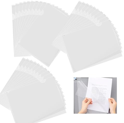30 Stück Klarsichthüllen A4 Seitlich Offen, Glasklar Transparent Kunststoff | L-Form Aktenhüllen A4, 0,14 mm Dick Sichtmappe a4, für Organizer Dokumente, Prospekthüllen, Stammbuch, Wasserdicht