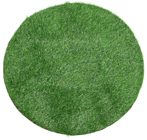 Mipcase Gazon Artificiel Rond 90 CM pour Balcon et Terrasse, Tapis de Pelouse Synthétique pour Animaux et Enfants, Décoration Extérieure, Fausse Herbe Douce et Drainante, Revêtement pour Patio Jardin