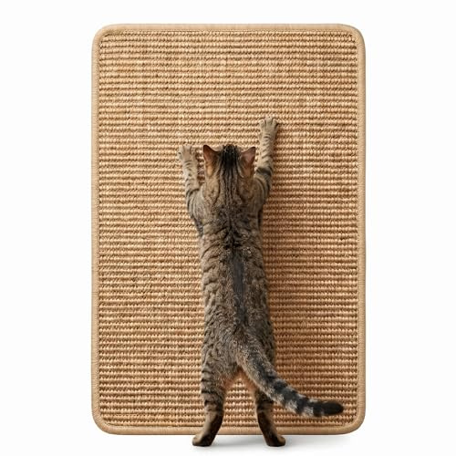 CareCooo Sisal Kratzmatte selbstklebend, Wandmontage, 60x40cm, rutschfest | Für Katzen, strapazierfähig, Möbelschutz für Wand und Sofa, robust und langlebig, Natur