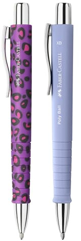 Faber-Castell - Stylo à bille Poly Ball Leo Nightshade, 2 pièces | Recharge XB remplaçable, indélébile, forme triangulaire ergonomique pour une écriture confortable