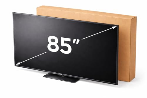 Imballaggi Point Boîte TV Emballage TV Moniteur plat jusqu'à 85 pouces résistant pour expédition et déménagement avec accessoires de protection d'écran, mesure 194 x 112 x 19 cm Lot de 1