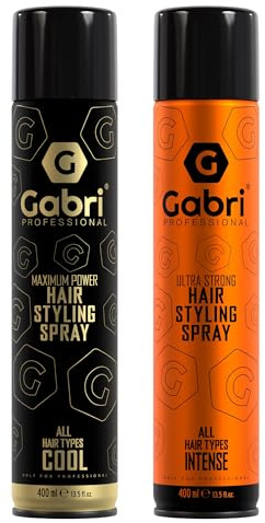 Gabri Professional - 2 x Hair Styling Spray Collection-Set je 400 ml | Maximum Power Cool & Ultra Strong Intense | Haarspray der Extraklasse