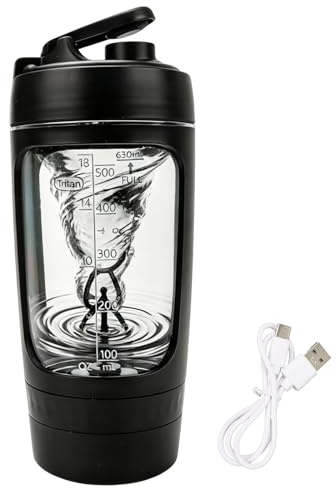Jognee Elektrischer Eiweiß Shaker 630 ml, Protein Shaker Elektrisch USB-C Wiederaufladbar, 9000 U/min Proteinshake Vortex Mixer, BPA-frei, Shaker-Flasche für Fitness, Gym & Reisen (Schwarz)