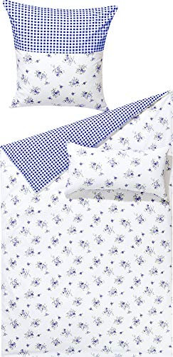 Dyckhoff 3071971400 Weichfrottier-Bettwäsche Vera 80 x 80 cm und 155 x 200 cm, blau