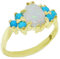 Englisch Damen-Ring solide 9 Karat Gold Gelbgold Opal & Türkis - Verfügbare Größen : 50 bis 64