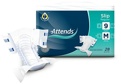 Attends Slip Regular 9M Disposable Briefs for Heavy Incontinence Size M Pack of 28