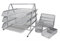 EasyPAG Office Desk Tidy 4 Piece Organiser Set - 3 Tier A4 Filing Tray,Pen Pot,Sticky Note Holder,Letter Sorter Rack,Silver