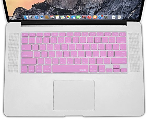 XSKN Korean Language Pink Color Silicone Keyboard Skin Cover for MacBook Air 13, Pro 13 15 17 inch, US Layout (Korean/English)