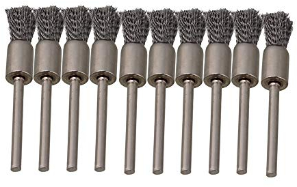 cnbtr 8MM Silber Edelstahl Pen Form End Pinsel Drahtbürste-Bohrer Ende Schaft 10 Stück, Silber