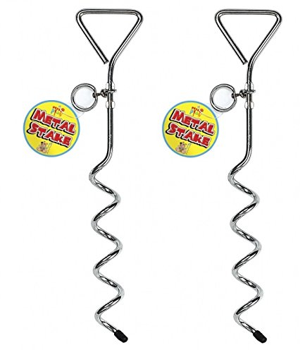 2 x Portable Metal Screw In Ground Stake Pet Lead Holder Pole 42cm