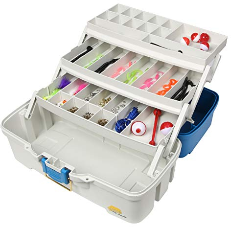 Plano Ready-Set-Fish Tackle Box mit 3 Fächern, Aquablau/Hellbraun, Einheitsgröße