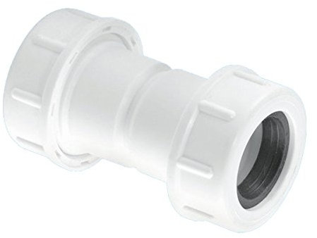 McAlpine R1M-CO Flexible to Rigid Overflow Pipe Straight Connector, White
