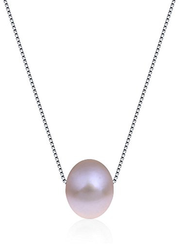 Kim Johanson Damen Perlenkette *Leyla* aus 925 Sterling Silber mit einer echten lila Süßwasser Perle inkl. Schmuckbeutel