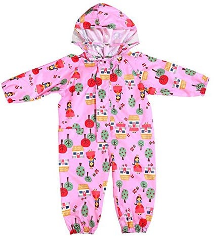 Gagacity Pioggia Completo Bambini Pioggia Cappotto Impermeabile Impermeabile in Un Unico Pezzo 75-135cm 1-7 Anni