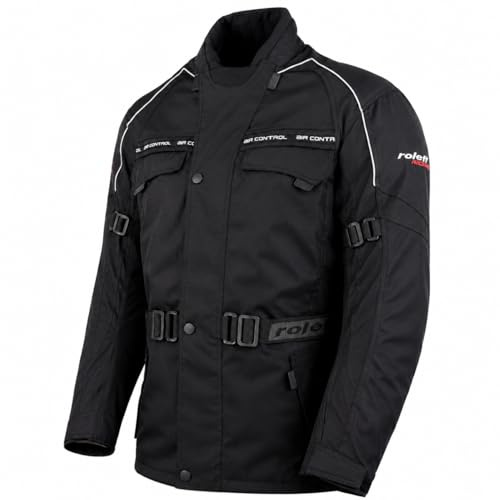 ROLEFF RO700 Motorradjacke mit Protektoren, Thermofutter, Klimamembrane & Belüftungssystem für Sommer und Winter, schwarz