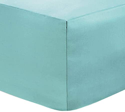 Deep Fitted Bed Sheets Easy-Care Non-Iron Percale 10'' / 25CM Fitted Sheet, 4Ft Small Double - Duck Egg