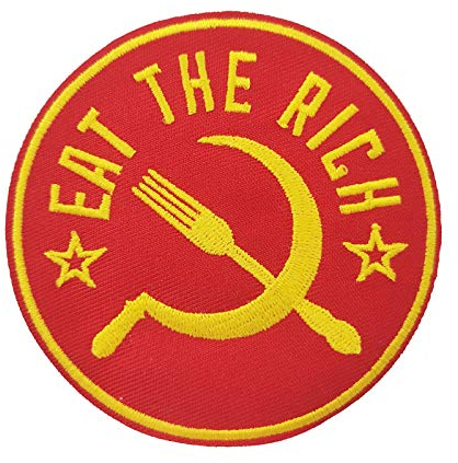 Cute-Patch Aufnäher Eat The Rich, bestickt, zum Aufbügeln oder Aufnähen, Motiv: kommunistischer Hammer und Sichel, Russland, Sowjetunion-Flagge, 8,9 cm