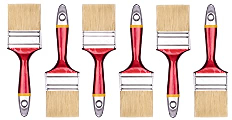 HARDY WORKING TOOLS Flachpinsel-Set 6-teilig, 6 Stück – 60 mm Breite, Malerpinsel Set mit Holzgriff, Lackpinsel Serie *33*, 6PCS, Pinselset A0200-330625