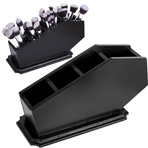 CEFRECO Sarg-Pinselhalter – Gothic-Holz-Make-up-Organizer für Schminktisch – gruselige Halloween-Dekoration für Badezimmer, Wohnzimmer oder Schlafzimmer – Hexengeschenke für Frauen – Schwarz – 28,9 x