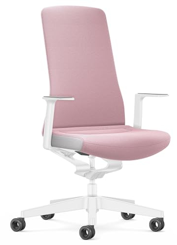 Interstuhl Bürostuhl Pure Interior Edition - Der Schreibtischstuhl der Sich an Gewicht und Bewegung anpasst - ergonomische Smart-Spring Technologie - Made in Germany (1D-Armlehne, Rosa | Weiß)