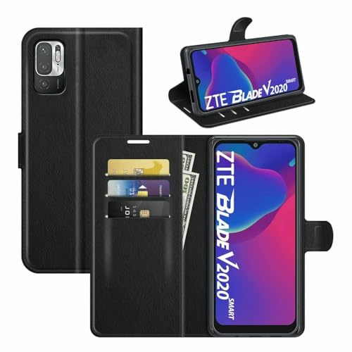 betterfon Handyhülle Kompatibel mit ZTE Blade V2020 Smart | Premium Qualität TPU Klapphülle für Blade V2020 Smart mit Kartenfächern | Magnetverschluss Handyhülle | Schwarz