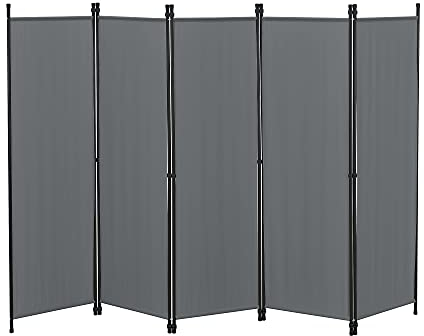 Raumteiler Huesca 5-teilig 250x171cm Paravent Trennwand 5-TLG. Sichtschutz Stellwand Spanische Wand Dunkelgrau