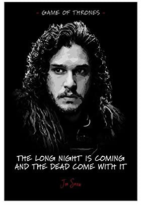 Kit Harington TV-Serie Poster Jon Snow Zitate 7 Leinwand Wandkunst Dekor Druck Bild Gemälde für Wohnzimmer Schlafzimmer Dekoration ungerahmt: 50 x 75 cm