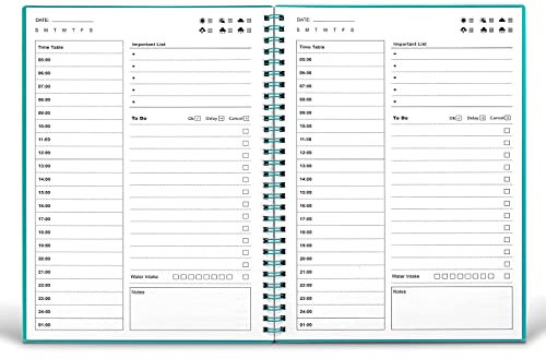 Tagesplaner, undatiert, To-Do-Listen-Notizbuch mit Stundenplan, Zeitmanagement-Handbuch und Planer, persönliche Organizer, 19,3 x 25,9 cm, 48 Blatt/96 Seiten, Grün