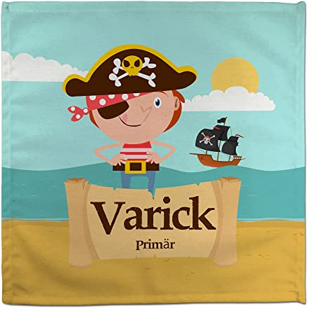 Personalisierter Servietten mit Namen. Schulanfang Geschenk. Etliche Motiven. Piraten