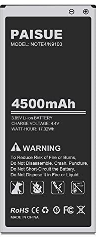 Batteria per Samsung Galaxy Note 4, PAISUE 4500 mAh, batteria di ricambio ai polimeri di litio migliorata per Samsung Galaxy Note 4 N910 N910A N910P N910T N910V N910U