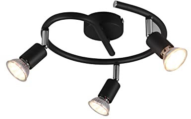 meineWunschleuchte Deckenstrahler Rondell 3-flammig Metall schwarz Ø 26cm