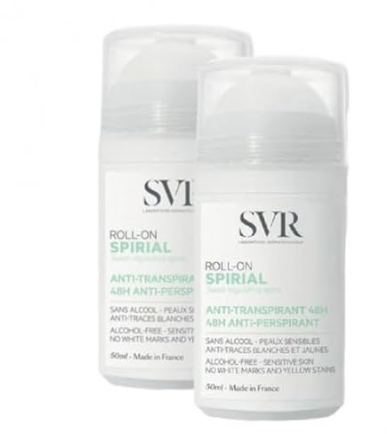SVR - Spirial Roll-On Recharge Déodorant Anti-Transpirant 48h - Peaux sensibles - Sans alcool - Anti-traces - Efficacité 48h - Éco-recharge - 2 X 50 ml
