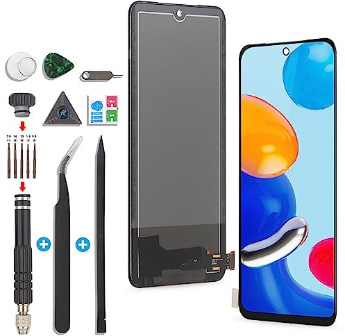 RongZy para Xiaomi Redmi Note 11S/Redmi Note 11 LCD+Pantalla Táctil Digitalizador Asamblea Reemplazo +Reparación Herramientas(Negro)