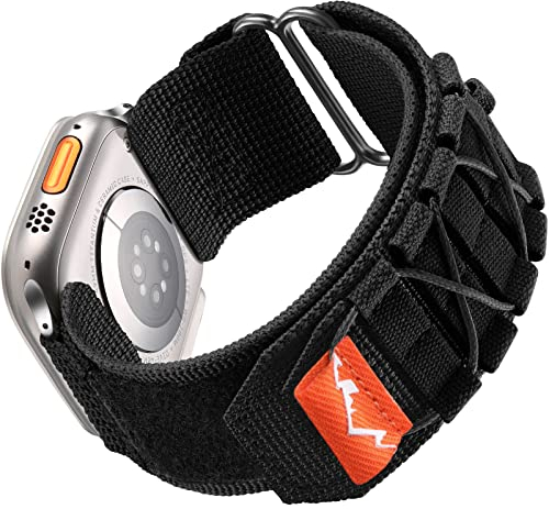 Upeak Nylon Cinturino Compatibile con Apple Watch Ultra 2/Ultra 49mm 44mm 45mm 46mm 42mm(Series 1 2 3), Cinturino Sportivo Regolabile per iWatch Ultra 2/Ultra/Series 10/9/8/7/6/5/4/3/2/1, L-Nero