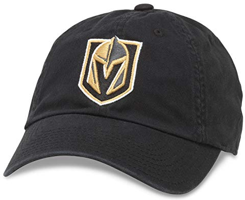AMERICAN NEEDLE Blue Line Collection Baseballmütze NHL National Hockey League Team, verstellbarer Schnallenriemen, Dad Cap, Vegas Golden Knights (Schwarz), Einheitsgröße