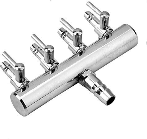 Aquarium Air Pump Splitter, 4 Way Pond Air Pump Manifold, Aquarium Air Control Valve, Stainless Steel Aquarium Oxygen Distributor Fish Tank Air Pump Accessories(8 to 4mm four-hole shunt)