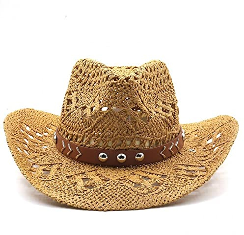Männer Cowboyhut Cowboy Strohhut Western Cowboy Hut Breitkrempe Sonnenhut Handgefertigtem Strohhut Strand Cowgirl Hut